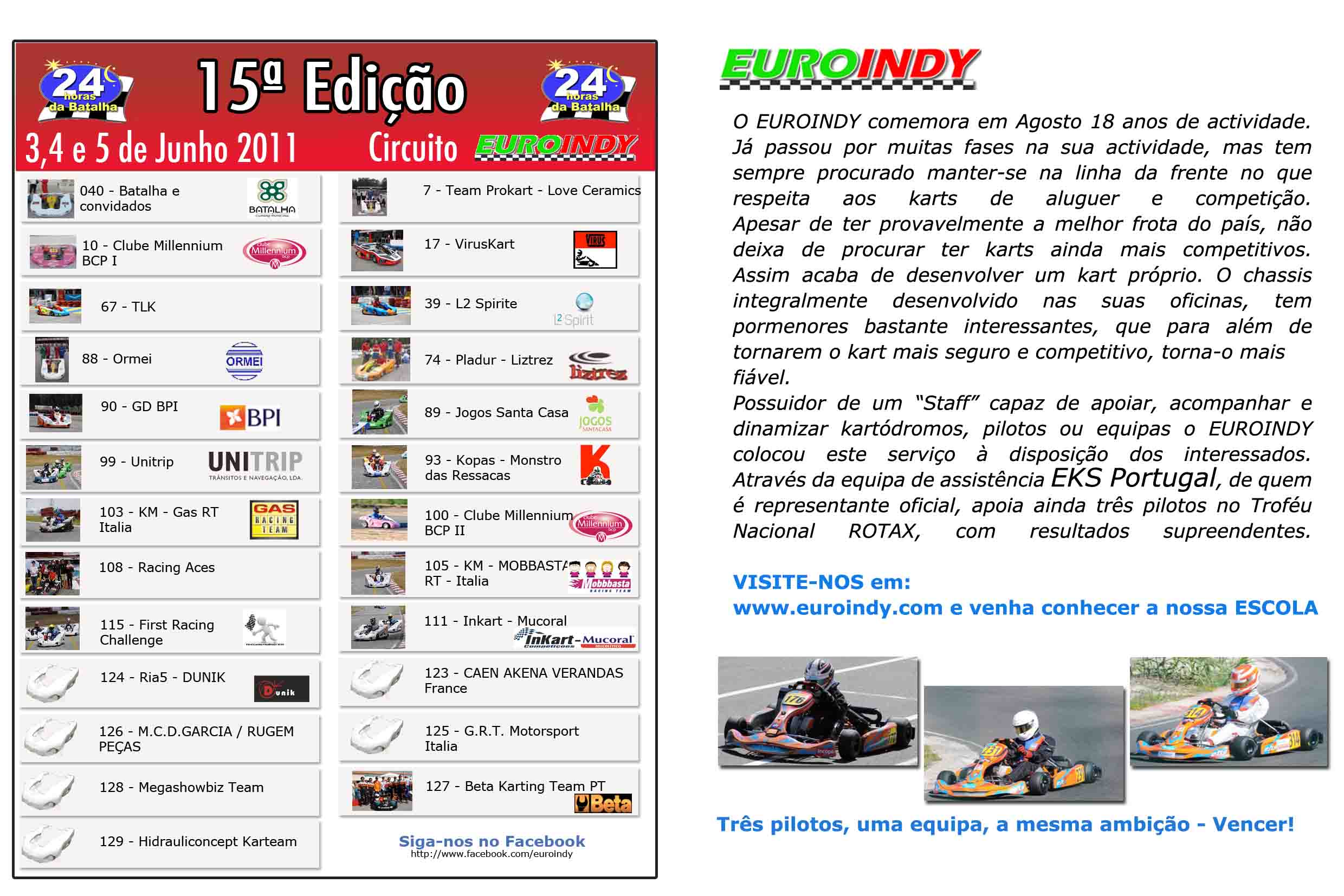 24 Horas da Batalha 2011 - Lista de inscritos