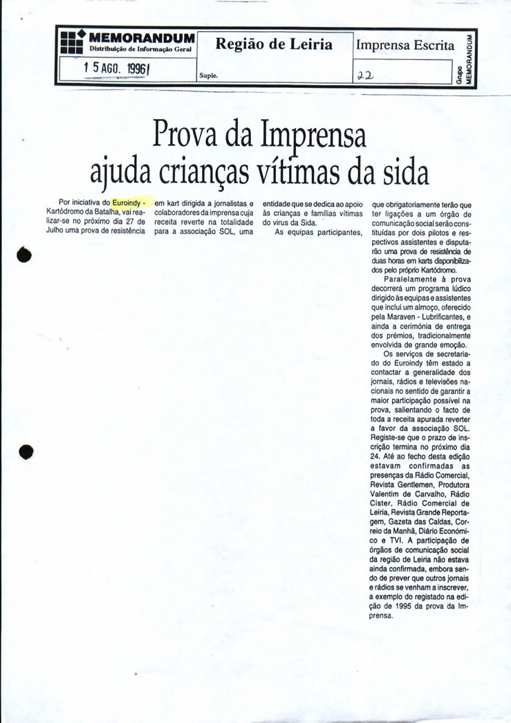 Imprensa escrita de 199630