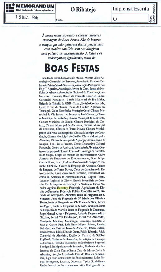 Imprensa escrita de 199635