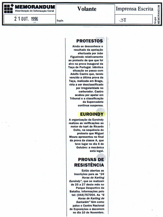 Imprensa escrita de 199646