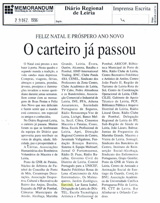 Imprensa escrita de 199648