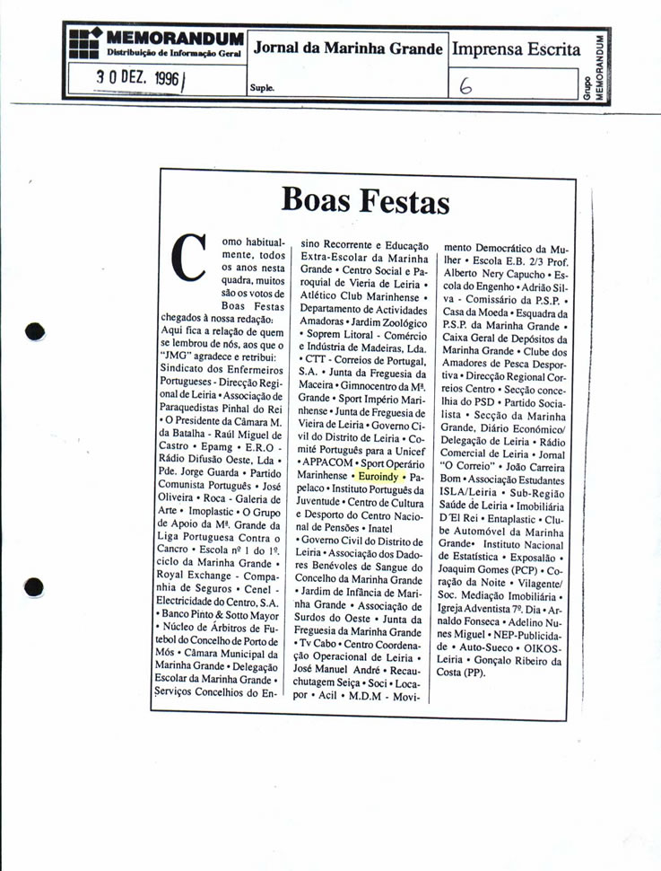 Imprensa escrita de 199678