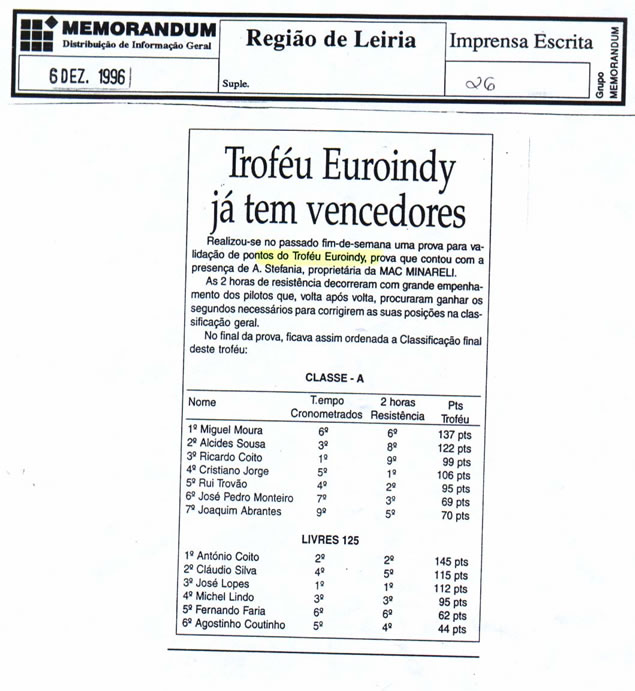 Imprensa escrita de 199696